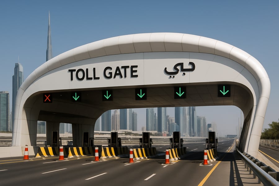 Modern toll gate in Dubai Modern toll gate in Dubai