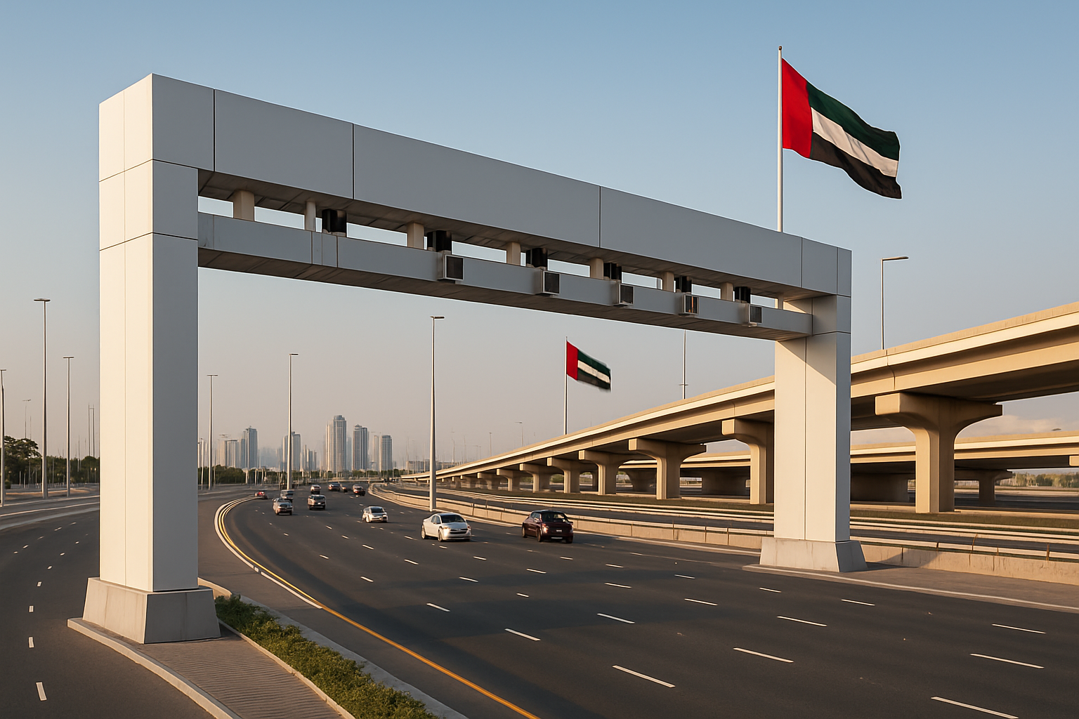 Modern toll road infrastructure in the UAE